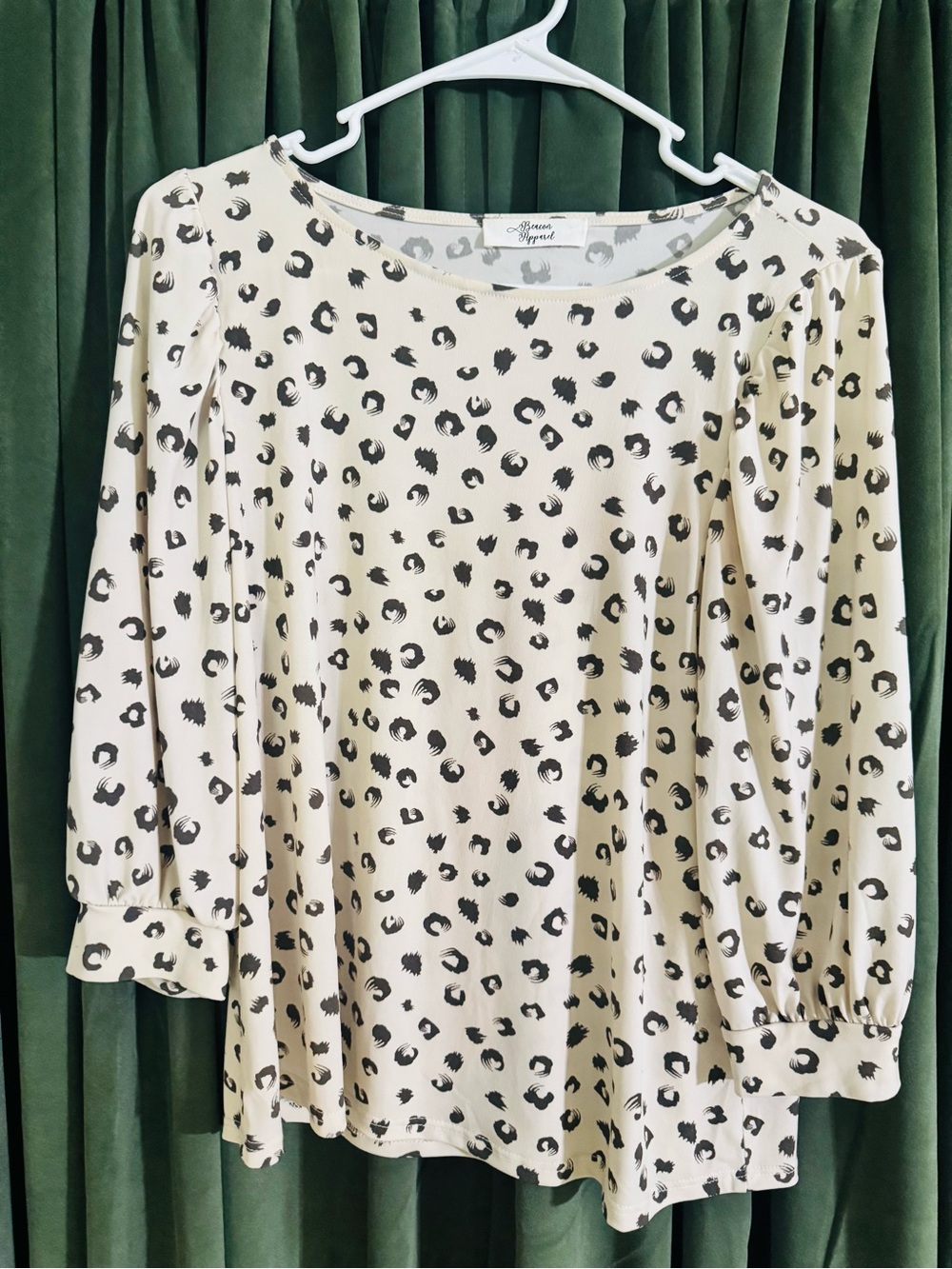 Beacon Apparel Cream Leopard Print Long Sleeve Top